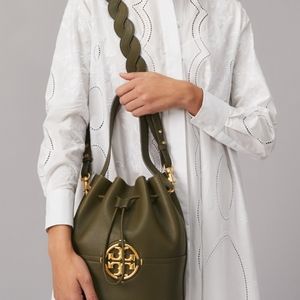 Tory Burch Miller Braided Strap Bucket Bag Leccio